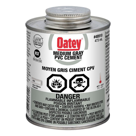 Oatey 48910 Fast Set Cement, 473 mL Can, Liquid, Gray
