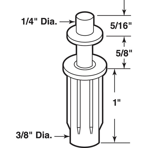 Prime-Line N 6700 Door Pivot, 3/8 in Dia Base, 1 in H Base, Plastic