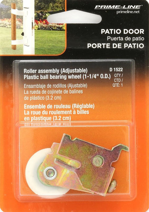 Prime-Line D 1522 Roller Assembly, 1-1/4 in Dia Roller, 5/16 in W Roller, Nylon/Steel, 1-Roller