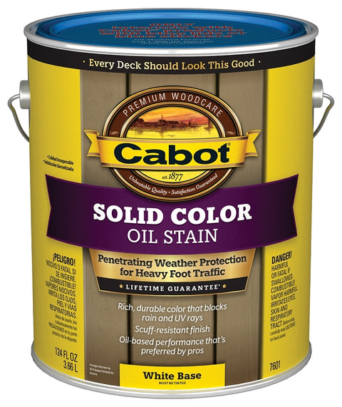 Cabot 140.0007601.007 Solid Stain, White, Liquid, 1 gal, Pack of 4