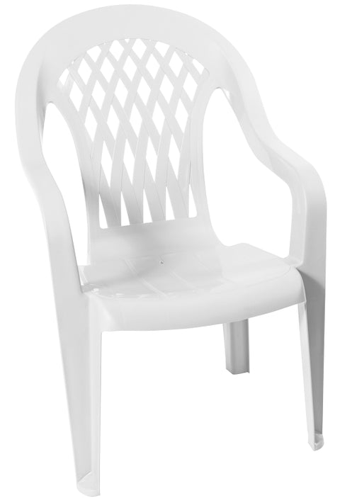 Gracious Living 11213-32 High-Back Chair, Resin, White