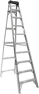 Louisville AS3010 Step Ladder, 10 ft H, Type IA Duty Rating, Aluminum, 300 lb, 9-Step, 170 in Max Reach