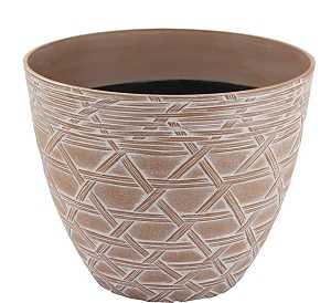 Landscapers Select S18040913-05 Arabesque Planter, 12-1/2 in Dia, 10 in H, Round, High-Density Resin, White Wash, Pack of 6