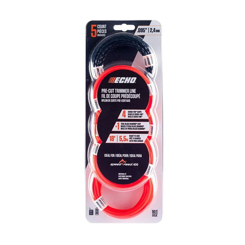 Echo 102152955 Pre-Cut Trimmer Line, 0.095 in Dia, 18 ft L, Nylon