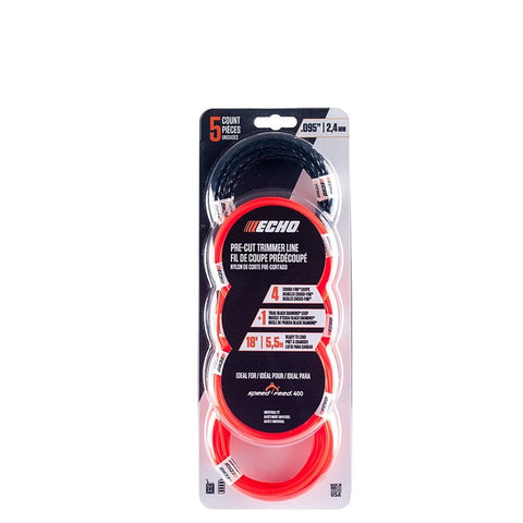 Echo 102152955 Pre-Cut Trimmer Line, 0.095 in Dia, 18 ft L, Nylon