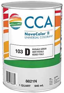 CCA NovoColor II Series 076.008821N.005 Universal Colorant, Phthalo Green, Liquid, 1 qt