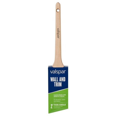 Valspar Wall and Trim Series 882545300 Thin Sash Brush, Wood Handle, 2 in W, Angle Brush, Polyester Bristle, 1/PK
