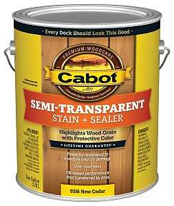 Cabot 140.0000316.007 Semi Transparent Stain, New Cedar, Liquid, Oil Base, 1 gal, Pack of 4