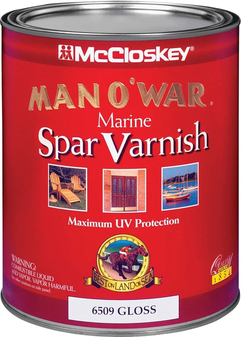 McCloskey 080.0006509.005 Spar Varnish, 450 to 550 sq-ft/gal Coverage Area, Gloss, Liquid, 1 qt, Pack of 4