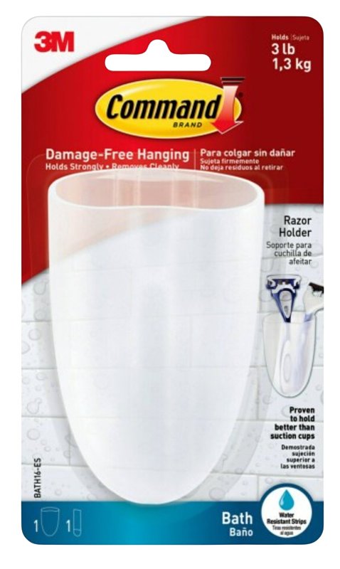 Command BATH16-ES Bath Razor Holder, Plastic, Transparent, Frosted