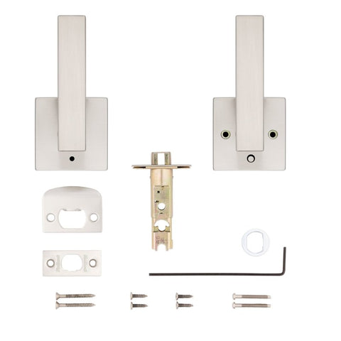 Kwikset Signature, Singapore 730SAL SQT 15 Bed/Bath Door Handle, Contemporary Design, Lever Handle, Satin Nickel