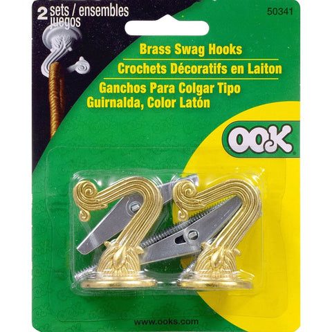 OOK 50341 Swag Hook, Brass, 2/PK