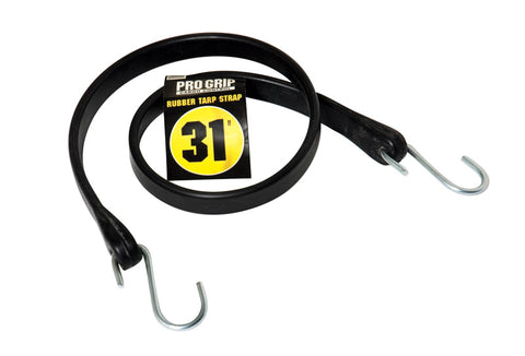 Pro Grip Rubber Tarp Strap 31 in. L S Hooks Black