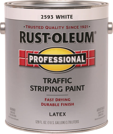 Rust-Oleum 2593402 Striping Paint, Flat, Traffic White, 1 gal, Pail, Pack of 2