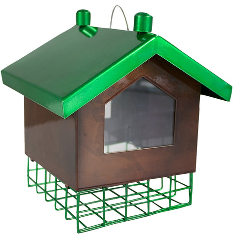 Heath 21705 Suet Cage Bird Feeder, Flipside, 5 Suet Cakes, Steel, Brown/Green, 8 in H