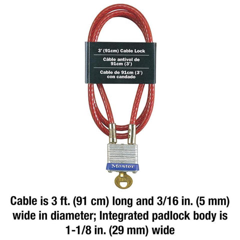 Master Lock 3/16 in. D X 36 in. L Vinyl Coated Steel Locking Cable