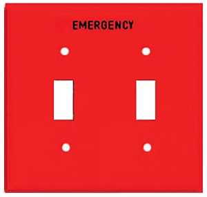 Eaton Wiring Devices PJ2EMRD Emergency Wallplate, 4-7/8 in L, 4.94 in W, 2 -Gang, Polycarbonate, Red, High-Gloss