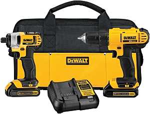 DEWALT DCK240C2 Combination Tool Kit, Tools Included: DCD771 20 V Max 1/2 in Drill Driver, DCF885 1/4 in Impact Driver