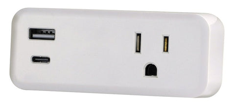 Powerzone ORSUC416 Surge Protector, 15 A, 125 V, 2-USB Port, 1-Outlet, White