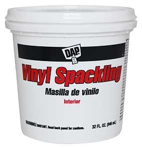 DAP 12132 Vinyl Spackling, Latex, Oil Base, White, 1 qt Tub