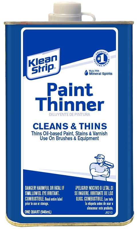 Klean Strip QKPT94003 Paint Thinner, Water White, 1 qt, Can, Liquid