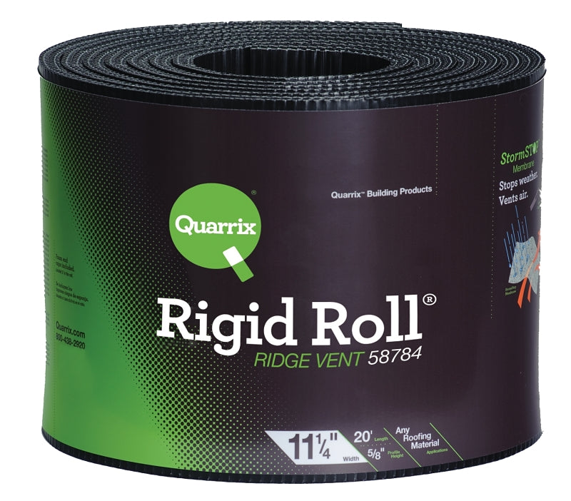 Quarrix 58784 Ridge Vent, 20 ft L, 11-1/4 in W, HDPE, Black – Shell ...