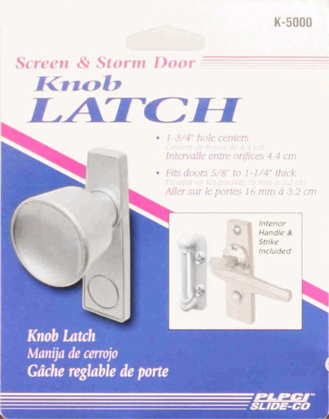 Prime-Line K 5000 Tulip Knob Latch, Aluminum, Metallic, 5/8 to 1-1/4 in Thick Door