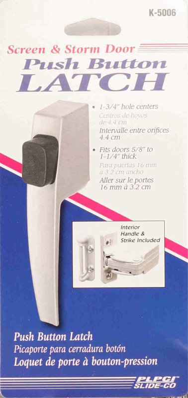 Prime-Line K 5006 Pushbutton Latch, 1-3/4 in Hole Spacing, Aluminum, 5/8 to 1-1/4 in Thick Door