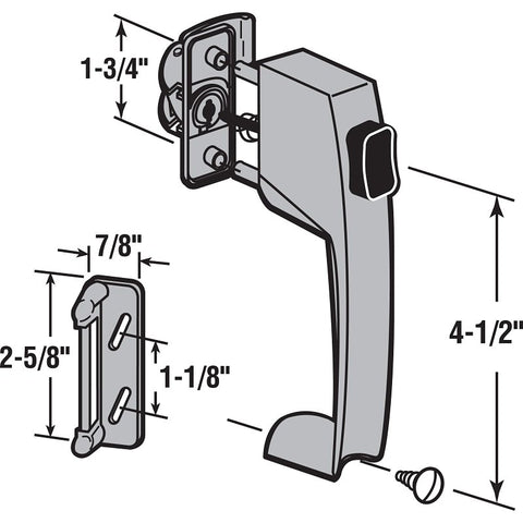Prime-Line K 5070 Pushbutton Latch, Gray, 1-3/4 in Hole Spacing, Zinc, 1 to 1-1/4 in Thick Door