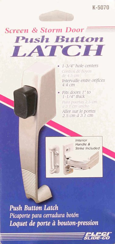 Prime-Line K 5070 Pushbutton Latch, Gray, 1-3/4 in Hole Spacing, Zinc, 1 to 1-1/4 in Thick Door