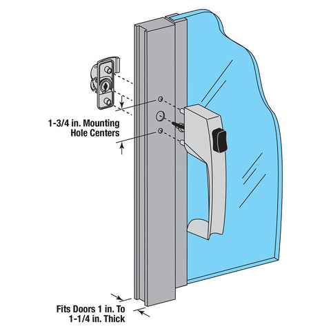 Prime-Line K 5071 Pushbutton Latch, Black, 1-3/4 in Hole Spacing, Zinc, 1 to 1-1/4 in Thick Door