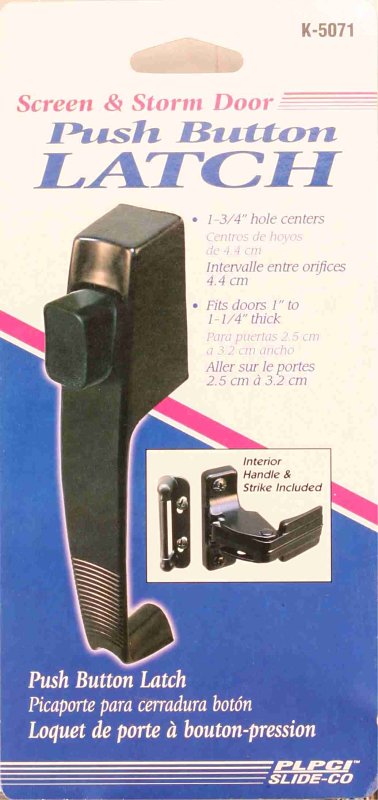 Prime-Line K 5071 Pushbutton Latch, Black, 1-3/4 in Hole Spacing, Zinc, 1 to 1-1/4 in Thick Door