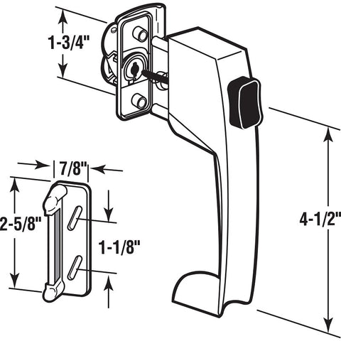 Prime-Line K 5116 Pushbutton Latch, Aluminum, 1 to 1-1/4 in Thick Door