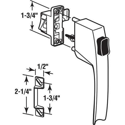 Prime-Line K 5145 Pushbutton Latch, White, 1-3/4 in Hole Spacing, Aluminum, 5/8 to 1-1/4 in Thick Door