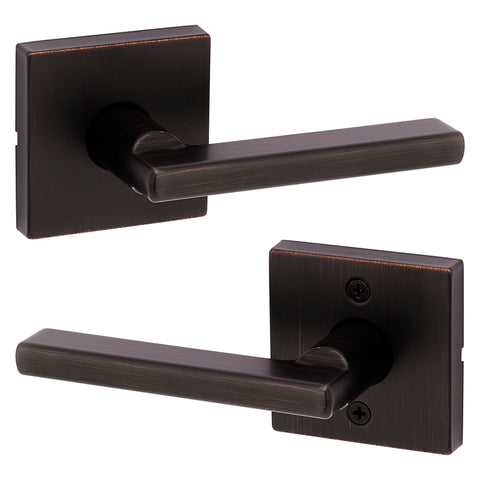 Kwikset Signature Series 154HFL SQT 11P Passage Lever, Non-Locking Lock, Venetian Bronze, Halifax Lever Handle, Zinc