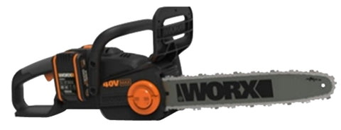 Worx WG385 Cordless Chainsaw, Battery Included, 4 Ah, 40 V, Lithium-Ion, 16 in L Bar, 3/8 in Pitch, Front, Rear Handle