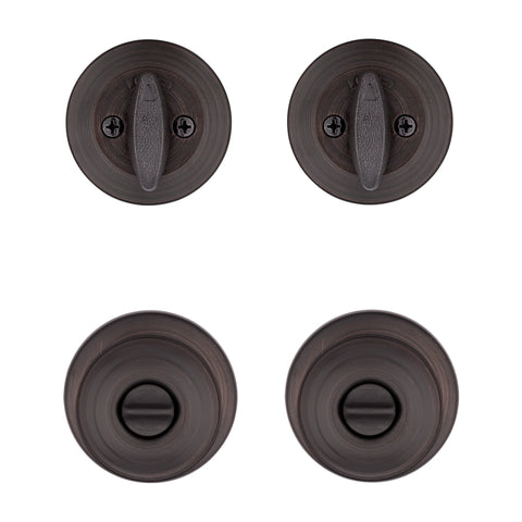 Kwikset Cove Series 92420-063 Entry Knob and Single Cylinder Deadbolt, Knob Handle, Venetian Bronze, 3 Grade, Metal