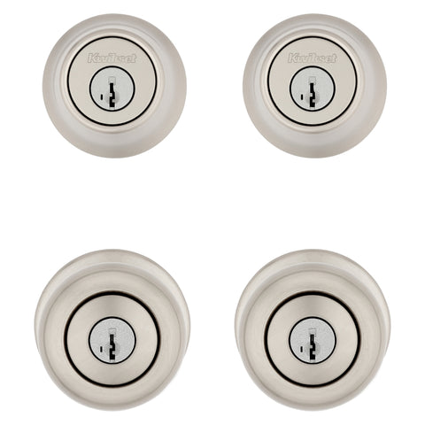 Kwikset Cove Series 92420-059 Entry Knob and Single Cylinder Deadbolt, Knob Handle, Satin Nickel, Knob Interior Handle