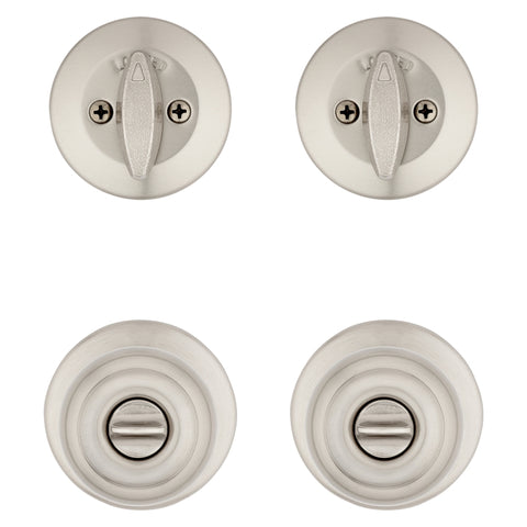 Kwikset Cove Series 92420-059 Entry Knob and Single Cylinder Deadbolt, Knob Handle, Satin Nickel, Knob Interior Handle