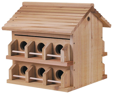 Heath M-12DP Bird House, 2-3/4 in W, 2-3/4 in D, 10 in H, Cedar Wood/Redwood, Brown, Pole Mounting