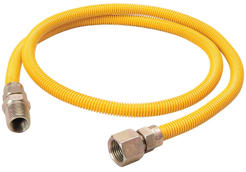 B & K G014YE101124RP Gas Connector, 1/2 in, MIP x FIP, Stainless Steel, Epoxy-Coated, 24 in L, 3/8 in OD