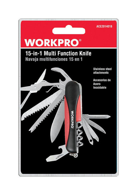WorkPro 15-in-1 Stainless Steel Multi-Function Knife Black
