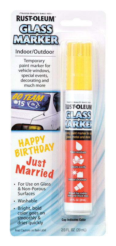 Rust-Oleum Yellow Broad Tip Glass Marker 1 pk