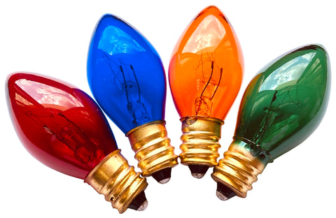 Hometown Holidays 19124 Type C Light Bulb, 5 W, Candelabra Lamp Base, Incandescent, Multi-Color, 3000 hr Average Life, Pack of 25