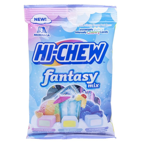 Hi-Chew 744238 Fantasy Mix Chewy Candy, Blue Hawaii, Blue Raspberry, Rainbow Sherbet, 3 oz Bag, Pack of 6