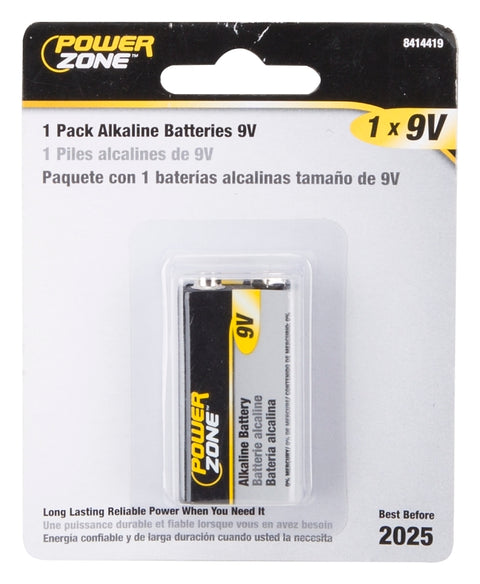 PowerZone 6LR61-1P-DB Battery, 9 V Battery, Zinc, Manganese Dioxide and Potassium Hydroxide, Pack of 15