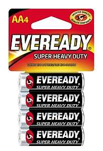 Eveready 1215 1215SW-4 Battery, 1.5 V Battery, 1.1 Ah, AA Battery, Alkaline, Manganese Dioxide, Zinc