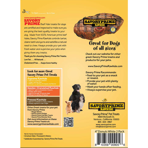 Savory Prime Medium, Large Adult Rawhide Bone Beef 4 in. L 2 pk