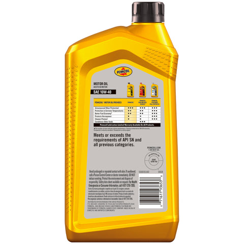 Pennzoil 10W-40 4-Cycle Conventional Motor Oil 1 qt 1 pk, Pack of 6