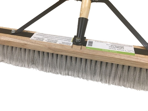 Simple Spaces 93140 Push Broom, 24 in Sweep Face, 3 in L Trim, Polypropylene Bristle, 60 in L, Bolt with Brace